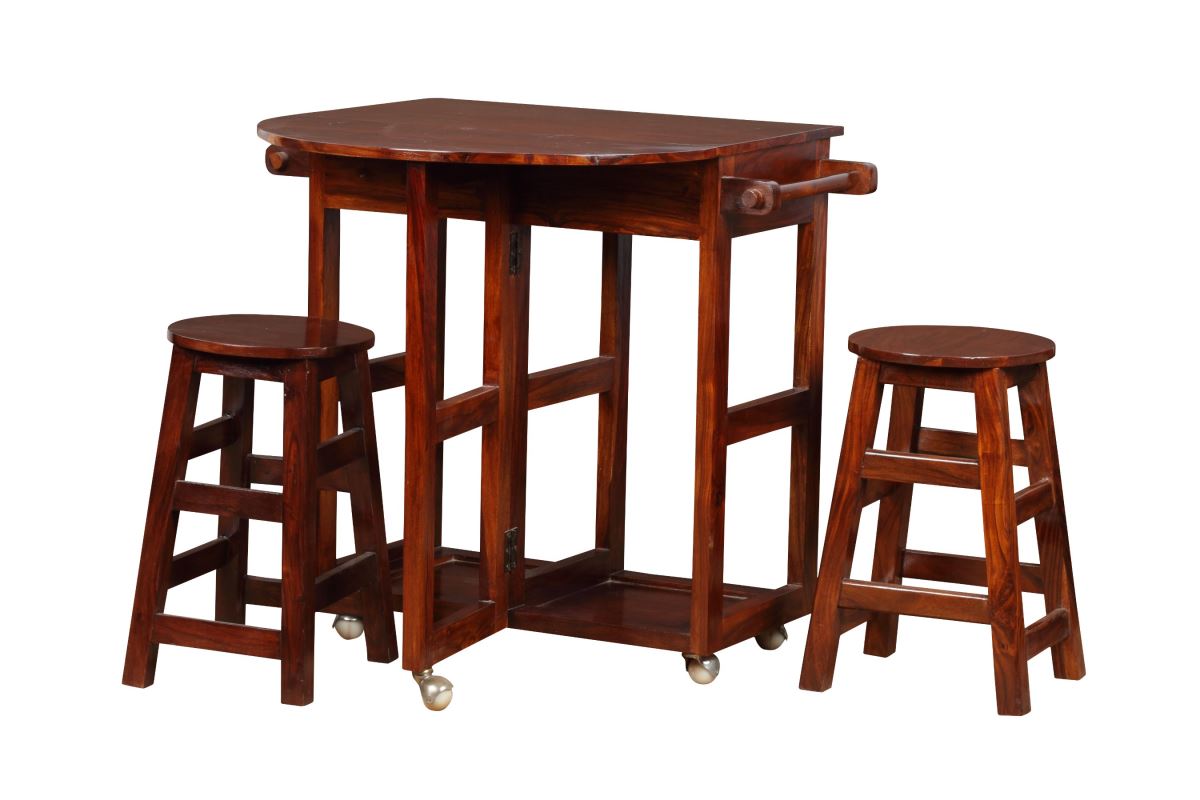 Liva Portable Dining Table Set With 2 Stools